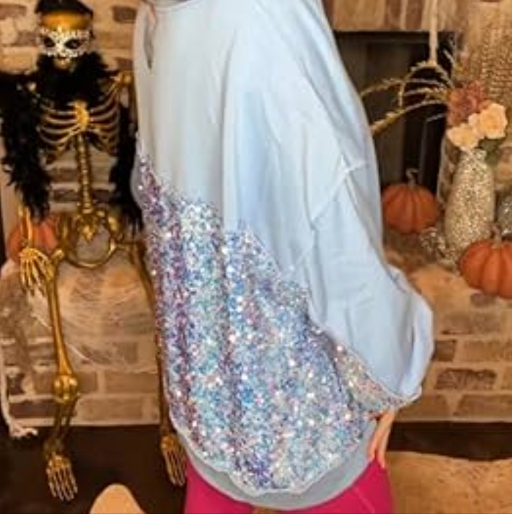 AMAZON ABELHA SEQUIN COLORBLOCK SHIRT IN BLACK XL, NWOT